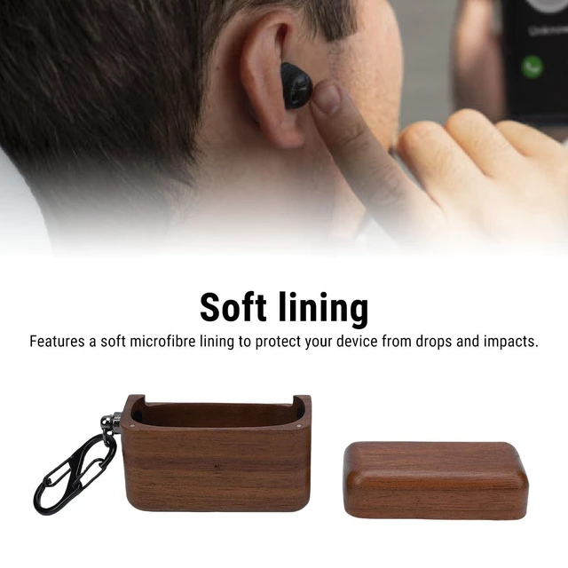 Alt view image 7 of 10 - SENECESLI Wooden Carrying Case, Walnut Wooden Case, Fit for Bowers Wilkins Pi8 Wireless Bluetooth Earbuds Charging Hand Polished Handmade Earphone Walnut Wood Cover