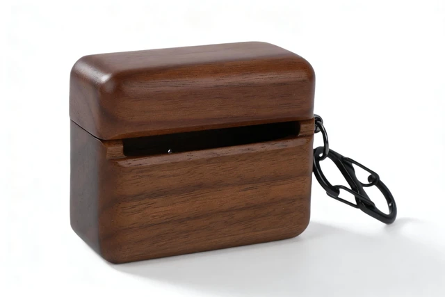 Alt view image 6 of 10 - SENECESLI Wooden Carrying Case, Walnut Wooden Case, Fit for Bowers Wilkins Pi8 Wireless Bluetooth Earbuds Charging Hand Polished Handmade Earphone Walnut Wood Cover