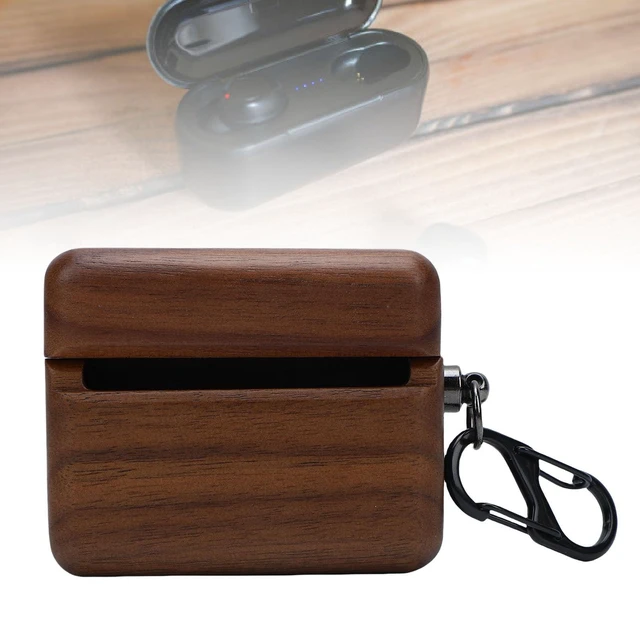 Alt view image 8 of 10 - SENECESLI Wooden Carrying Case, Walnut Wooden Case, Fit for Bowers Wilkins Pi8 Wireless Bluetooth Earbuds Charging Hand Polished Handmade Earphone Walnut Wood Cover