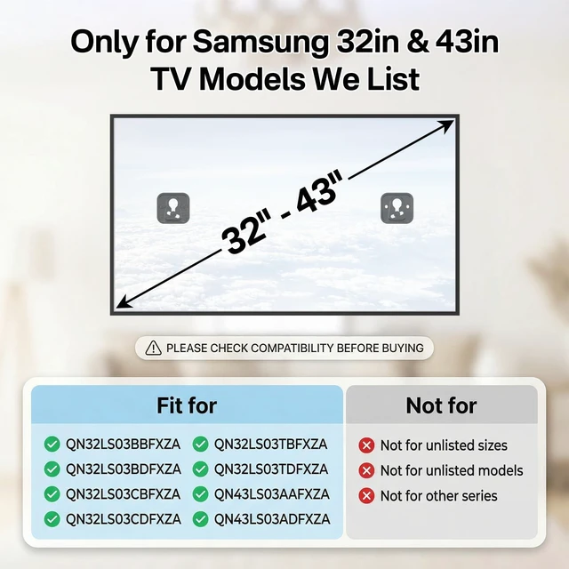 Alt view image 7 of 10 - Frame TV Wall Mount for Samsung BN61-17233A BN61-17234A, Compatible with Samsung 32" 43" TV, for 2019-2025 LS03AA LS03BA LS03CA LS03TA Series TV