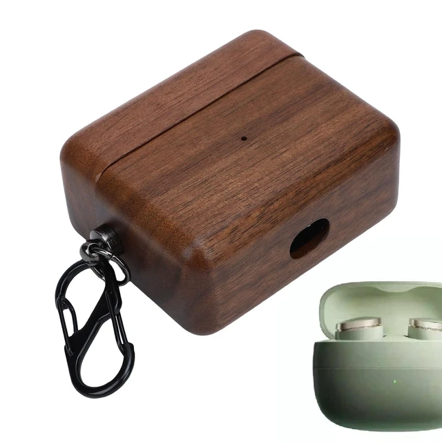 Alt view image 9 of 10 - SENECESLI Wooden Carrying Case, Walnut Wooden Case, Fit for Bowers Wilkins Pi8 Wireless Bluetooth Earbuds Charging Hand Polished Handmade Earphone Walnut Wood Cover