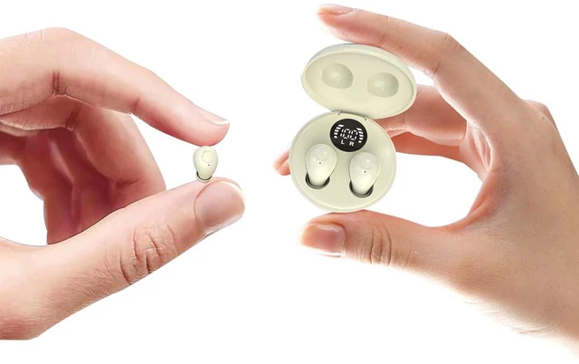 Alt view image 6 of 10 - Invisible Small Hidden Mini Earbuds Wireless Bluetooth Tiny Ear Buds for Smaller Ears Soft In Ear Low-Profile Headphones ENC Noise Cancelling Discreet Small Earphones for iPhone Android Work Sleeping