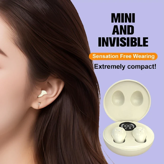 Alt view image 7 of 10 - Invisible Small Hidden Mini Earbuds Wireless Bluetooth Tiny Ear Buds for Smaller Ears Soft In Ear Low-Profile Headphones ENC Noise Cancelling Discreet Small Earphones for iPhone Android Work Sleeping