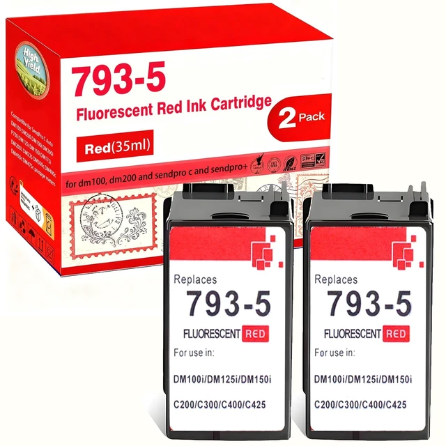 Alt view image 6 of 10 - 793-5 Fluorescent Red Ink Cartridge Replacement for Pitney Bowes 793-5 Red Ink Cartridge for DM100 DM200 DM100i DM200i DM125i DM150i DM175i DM200L DM225 P700 and SendPro C and SendPro+, Red Ink, 35 ml