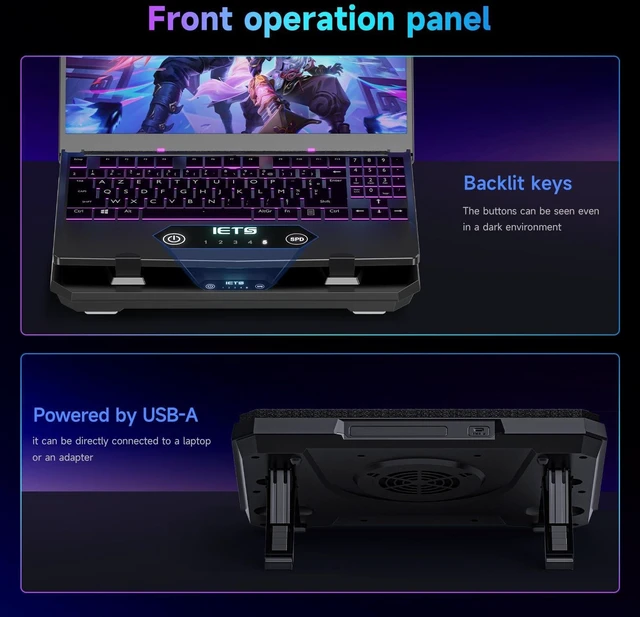 Alt view image 13 of 14 - GT300 Upgraded Laptop Cooling Pad with Adjustable Stand, Turbo Boosted Cooler for Rapid Cooling 10-17inch Gaming Laptop, Flexible Sealing RingFeaturing Air Filtration Adjustable clamp