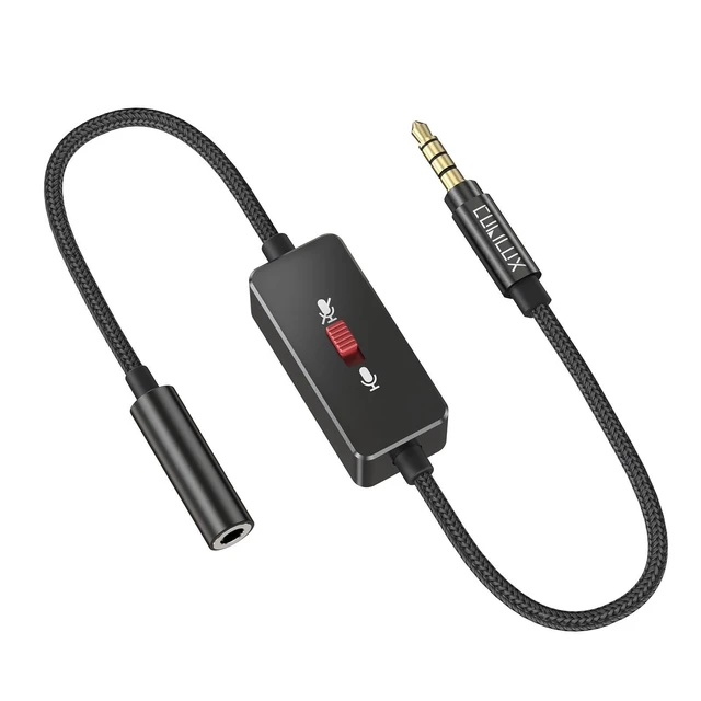Alt view image 6 of 10 - Cubilux 3.5mm TRRS Microphone Mute Switch Adapter, CTIA Inline Slide Mic Mute Control, 1/8" TRRS to TRRS (Male to Female) for Smartphone/Laptop/PC