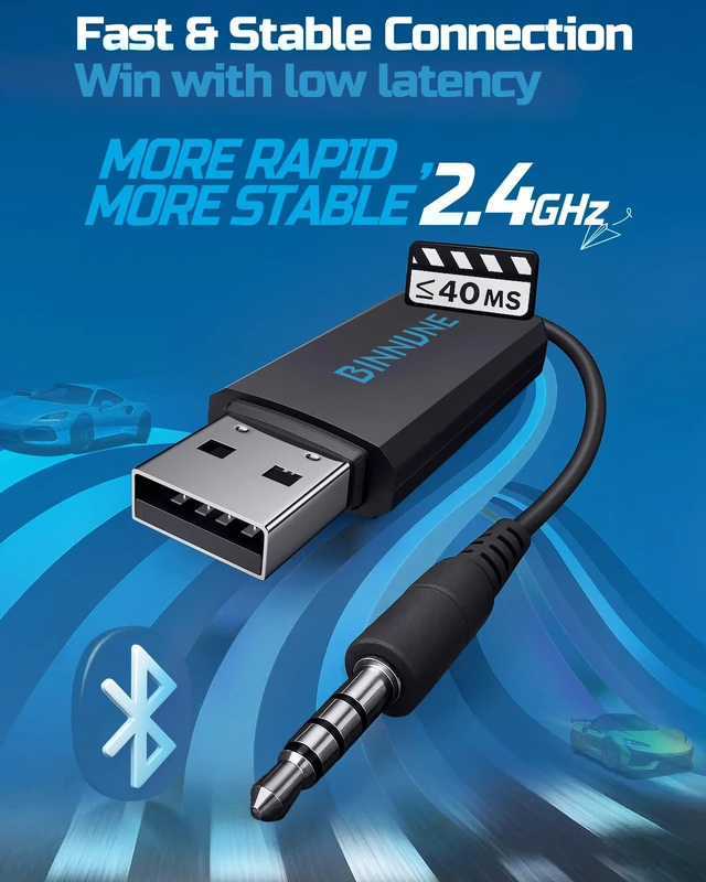 Alt view image 14 of 14 - Wireless Gaming Headset 2.4GHz Low-Latency USB Dongle + Bluetooth, 50mm Drivers 7.1 Surround, Noise-Cancelling Mic, 40H Battery Over Ear Wireless Headphones for PS5, PC, Laptop, Blue