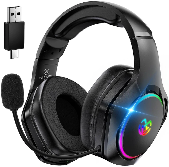 Alt view image 8 of 14 - Wireless Gaming Headset for Ps5 Ps4 PC, 2.4GHz USB & Type-C Gaming Headphones, 40Hrs & 7.1 Surround Sound Bluetooth Headphones with Noise Canceling Mic, Wireless Headset for Switch Phone
