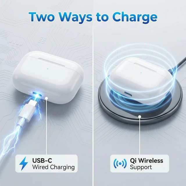 Alt view image 8 of 10 - Compatible Replacement Charging Case for AirPods Pro 3rd Gen (A3122/A3064/A3063) USB-C Wireless/Wired Charging No Earbuds Included