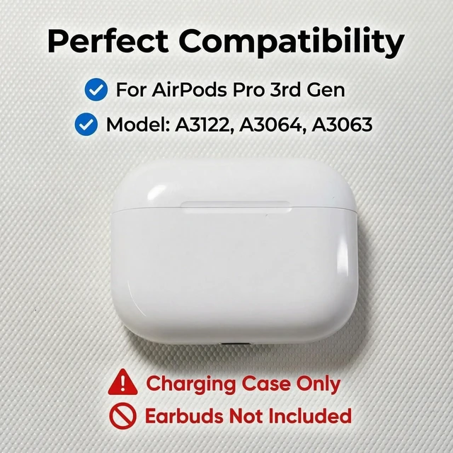 Alt view image 7 of 10 - Compatible Replacement Charging Case for AirPods Pro 3rd Gen (A3122/A3064/A3063) USB-C Wireless/Wired Charging No Earbuds Included