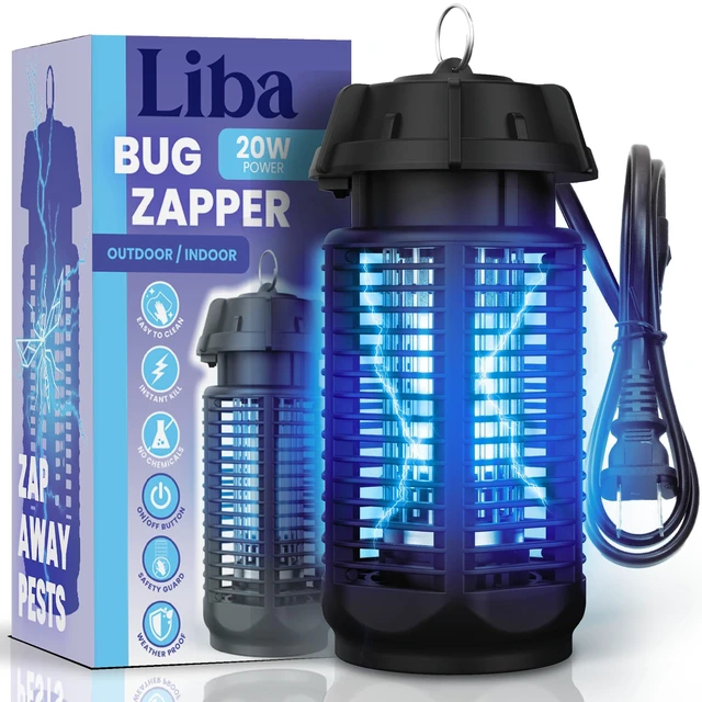 Alt view image 7 of 12 - Electric Bug Zapper, Outdoor & Indoor Insect Killer with Switch 4000V Powerful Grid, 20W Extra Brightness IPX4 Waterproof Mosquito Repellent Outdoor, Fly Traps for Backyard Patio