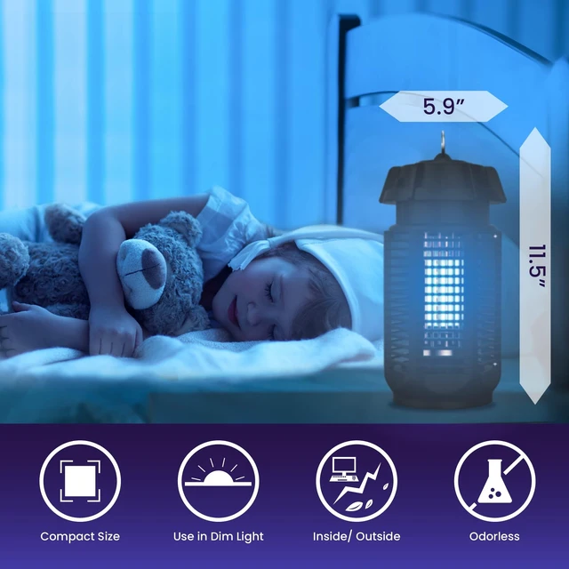 Alt view image 10 of 12 - Electric Bug Zapper, Outdoor & Indoor Insect Killer with Switch 4000V Powerful Grid, 20W Extra Brightness IPX4 Waterproof Mosquito Repellent Outdoor, Fly Traps for Backyard Patio