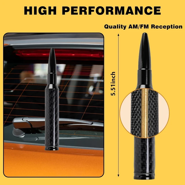 Alt view image 10 of 10 - Carbon Fiber Truck Antenna for Chevy Silverado 1500 2500 3500 & GMC Sierra 1999-2025,Chevy Silverado Antenna Truck Accessories,Short Car Video Antennas (5.5''-Black Carbon Fiber 50 Cal Bullet)