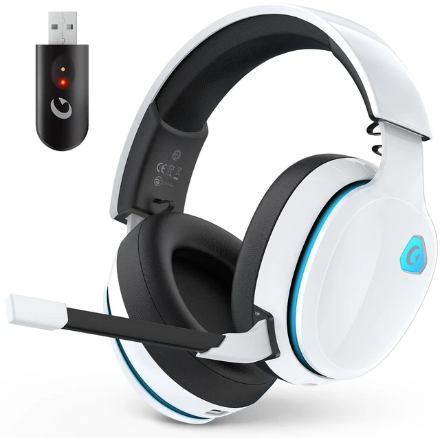 Alt view image 8 of 14 - 2.4GHz Wireless Gaming Headset for PS5, PS4, PC, Switch, 45Hr, White