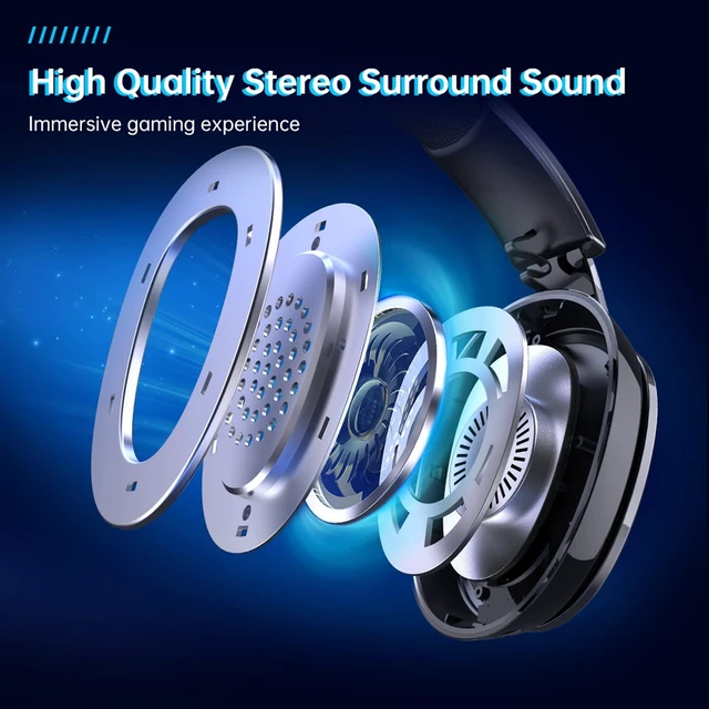 Alt view image 10 of 14 - 2.4GHz Wireless Gaming Headset for PC, PS4, PS5, Mac, Nintendo Switch, Bluetooth 5.2 Gaming Headphones with Noise Canceling Microphone, Stereo Sound, ONLY 3.5mm Wired Mode for Xbox Series-Black