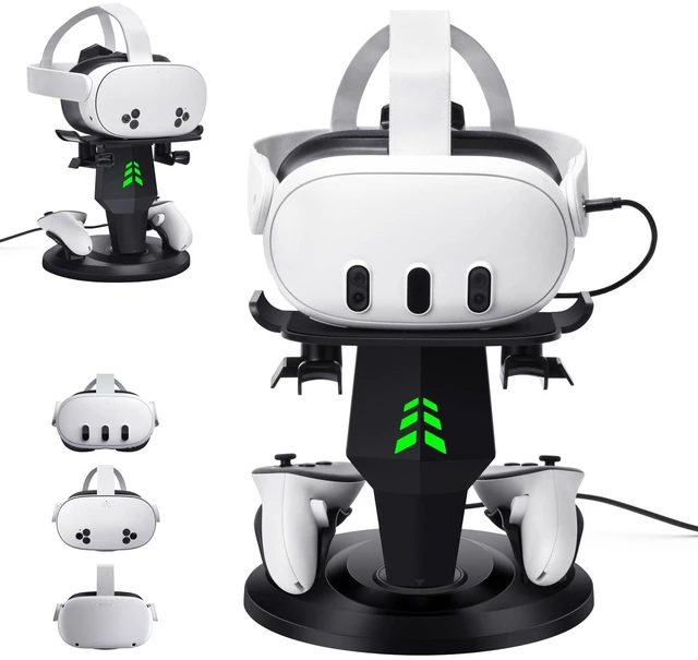 Alt view image 8 of 14 - VR Charging Dock for Meta Quest 3S/3/2, Vertical Storage Stand Charging Station, Fast Charging Headset with Type C Cable, VR Accessories