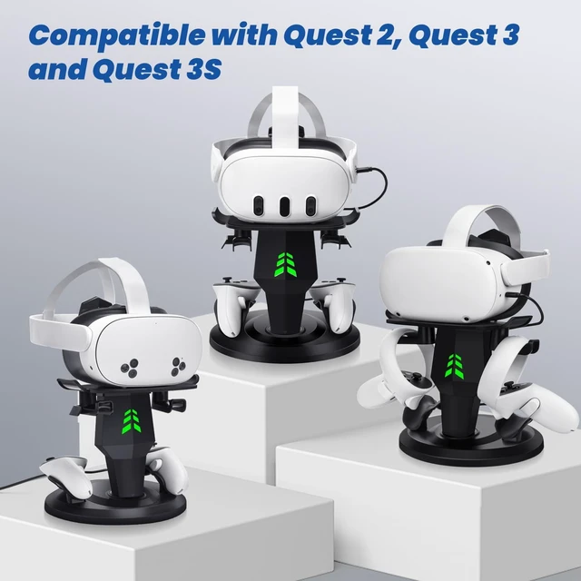 Alt view image 13 of 14 - VR Charging Dock for Meta Quest 3S/3/2, Vertical Storage Stand Charging Station, Fast Charging Headset with Type C Cable, VR Accessories