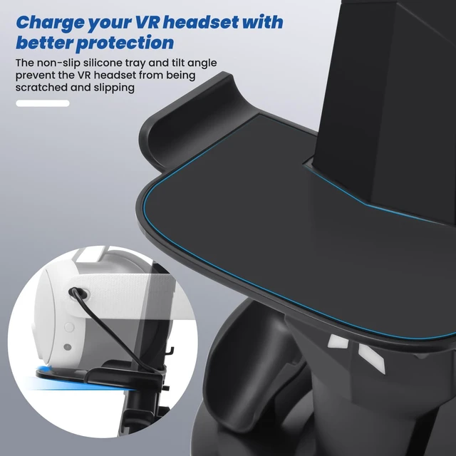 Alt view image 12 of 14 - VR Charging Dock for Meta Quest 3S/3/2, Vertical Storage Stand Charging Station, Fast Charging Headset with Type C Cable, VR Accessories