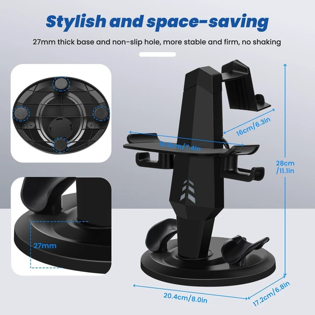 Alt view image 14 of 14 - VR Charging Dock for Meta Quest 3S/3/2, Vertical Storage Stand Charging Station, Fast Charging Headset with Type C Cable, VR Accessories