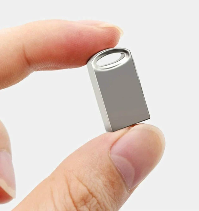 Alt view image 3 of 4 - Mini USB Flash Drive, Metal USB Stick Memory Stick 32GB 64GB 128GB with Keyring Pen Drive Thumb Drive Data Storage Sticks, Silver (USB 3.0,128GB)