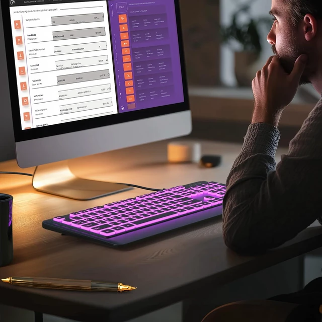 Alt view image 14 of 14 - Backlit Wired Keyboard, USB Lighted Computer Keyboards with 7 Colors Backlight, Full Size Silent Keyboard with Media Hotkey for Windows Desktop, PC, Laptop (Black, M)