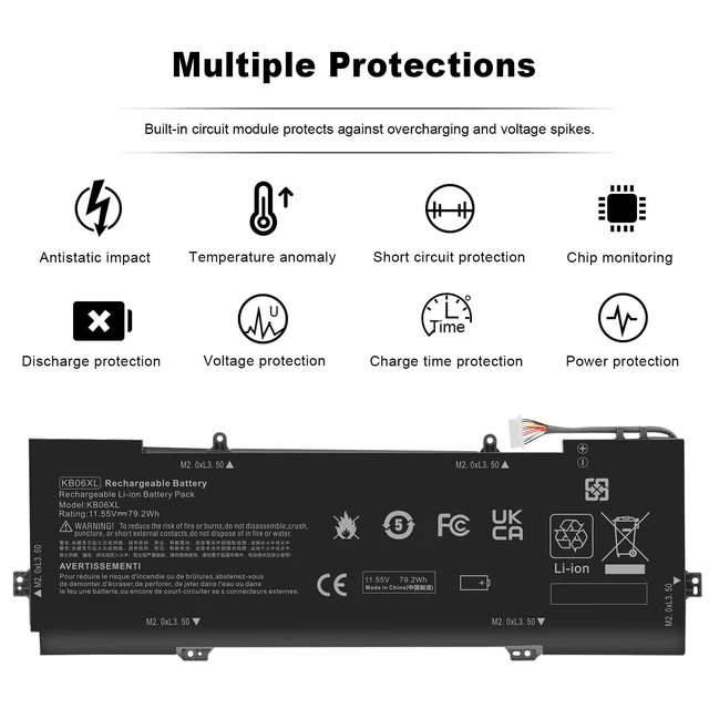 Alt view image 9 of 10 - KB06XL 902499-856 902499-855 902401-2C1 Battery for HP Spectre X360 15-BL012DX 15-BL112DX 15-BL0XX 15T-BL000 15T-BL100 15-BL075NR 15-BL152NR 15-BL000 15-BL000NA 15-BL030NG BL112DX HSTNN-DB7R TPN-Q17