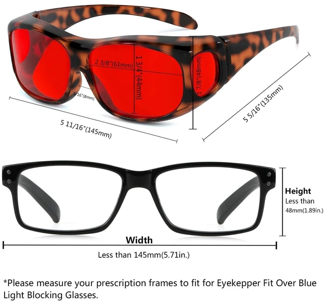 Alt view image 10 of 10 - Eyekepper Red Lens Blue Light Glasses Men,Fitover Blue Light Blocking Glasses Women, Red Light Glasses Eye Protection - Tortoise