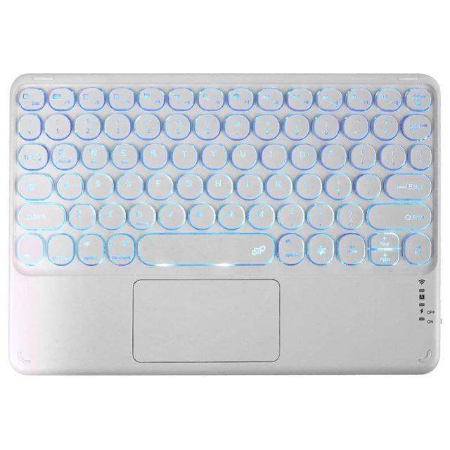 Alt view image 6 of 10 - Samudgate Universal Slim Portable Keyboard Wireless Bluetooth Backlit Keyboard Rechargeable with Touchpad Compatible with Windows iOS Android Tablet Smartphone Laptop, White