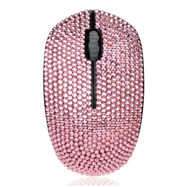 Alt view image 6 of 10 - Luxury Bling Wireless Mouse for Girls, Pink Rhinestone Coverd Computer Mouse with USB Receiver, Sparkly Cute Mice for Laptop, PC, Notebook, MacBook Gifts - Pink