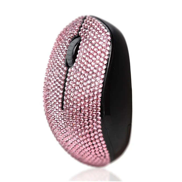 Alt view image 7 of 10 - Luxury Bling Wireless Mouse for Girls, Pink Rhinestone Coverd Computer Mouse with USB Receiver, Sparkly Cute Mice for Laptop, PC, Notebook, MacBook Gifts - Pink
