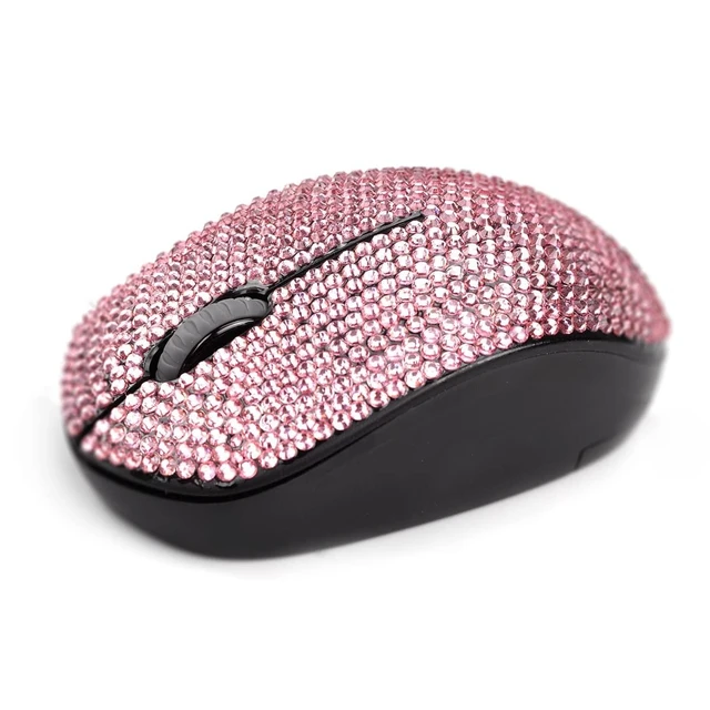 Alt view image 9 of 10 - Luxury Bling Wireless Mouse for Girls, Pink Rhinestone Coverd Computer Mouse with USB Receiver, Sparkly Cute Mice for Laptop, PC, Notebook, MacBook Gifts - Pink