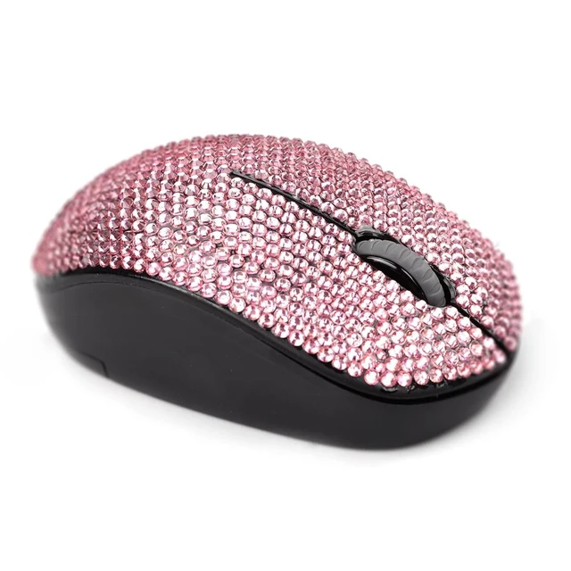 Alt view image 10 of 10 - Luxury Bling Wireless Mouse for Girls, Pink Rhinestone Coverd Computer Mouse with USB Receiver, Sparkly Cute Mice for Laptop, PC, Notebook, MacBook Gifts - Pink