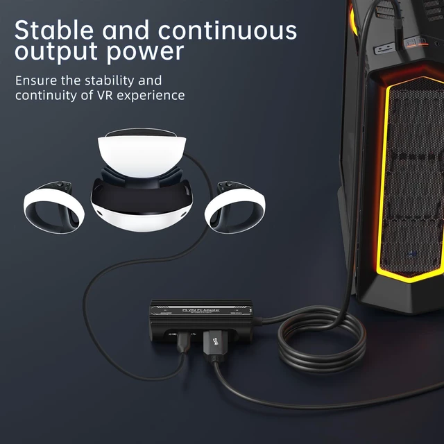 Alt view image 7 of 10 - PSVR2 PC Adapter Accessories Kit.Includes DP1.4Cable and Expandable Power Adapter. Expand Your PSVR2 Game Library to Achieve Stable Links,Reduce Game Latency,Keep Your equipment Running smoothly.Black