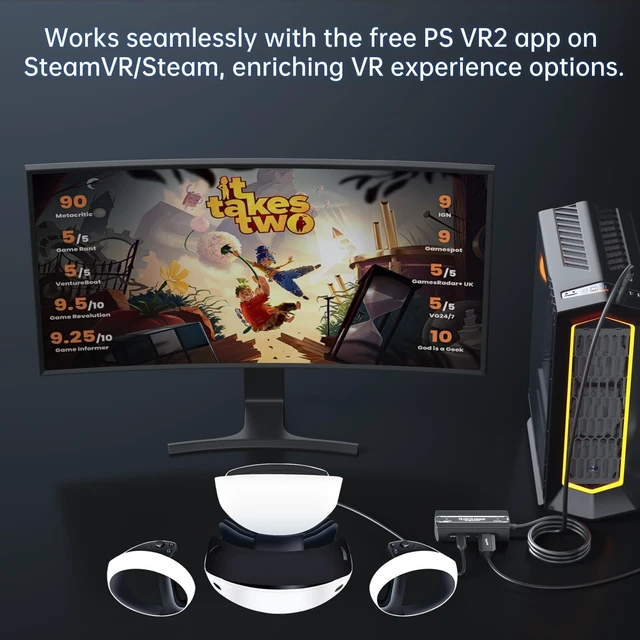 Alt view image 9 of 10 - PSVR2 PC Adapter Accessories Kit.Includes DP1.4Cable and Expandable Power Adapter. Expand Your PSVR2 Game Library to Achieve Stable Links,Reduce Game Latency,Keep Your equipment Running smoothly.Black