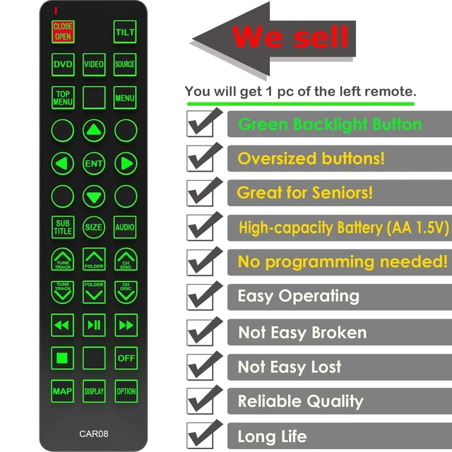 Alt view image 7 of 10 - Replacement Remote Control for Lexus Rear Entertainment DVD System 86170-50250 CY-KS57C0AJ 86170-50270 CY-KS0993AJ 86170-50230 CY-KS0790AJ, with Backlit, Oversized Buttons