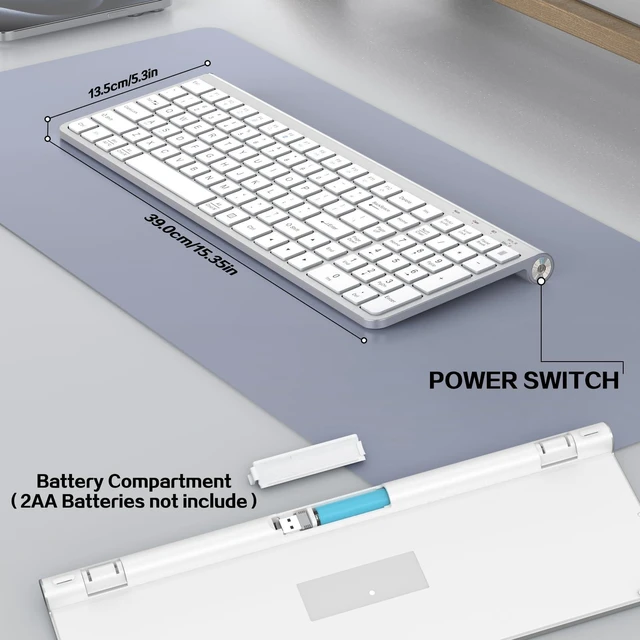 Alt view image 8 of 10 - JOYACCESS Wireless Keyboard, Ergonomic,Dustproof,2.4G Slim and Compact Quiet Wireless Keyboard with Number Keypad for Windows, MacBook Pro/Air, Laptop, Desktop, PC-Sliver&White
