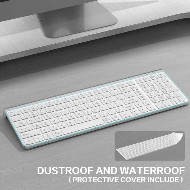 Alt view image 9 of 10 - JOYACCESS Wireless Keyboard, Ergonomic,Dustproof,2.4G Slim and Compact Quiet Wireless Keyboard with Number Keypad for Windows, MacBook Pro/Air, Laptop, Desktop, PC-Sliver&White