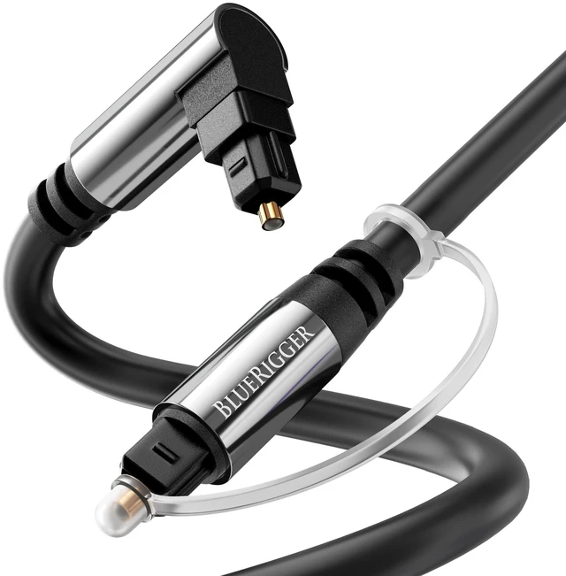 Alt view image 6 of 10 - BlueRigger Optical Audio Toslink Cable - 35FT (90 Degrees Optical Cable for Soundbar, 360 Degree Rotatable Right Angle, S/PDIF Digital Toslink) - Fiber Optic Compatible with HDTV, Game Console, DVR