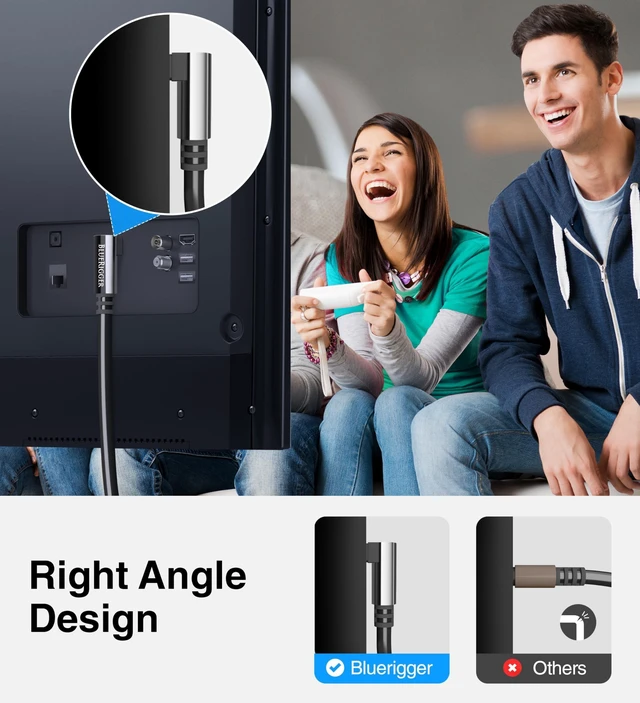 Alt view image 8 of 10 - BlueRigger Optical Audio Toslink Cable - 35FT (90 Degrees Optical Cable for Soundbar, 360 Degree Rotatable Right Angle, S/PDIF Digital Toslink) - Fiber Optic Compatible with HDTV, Game Console, DVR