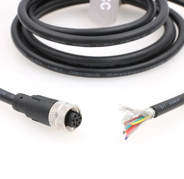 Alt view image 8 of 10 - SZRMCC M12 A Code 8 pin Female to Flying Leads Industrial Sensor Signal Cable for IO Link Fieldbus Module Device Network (5m)