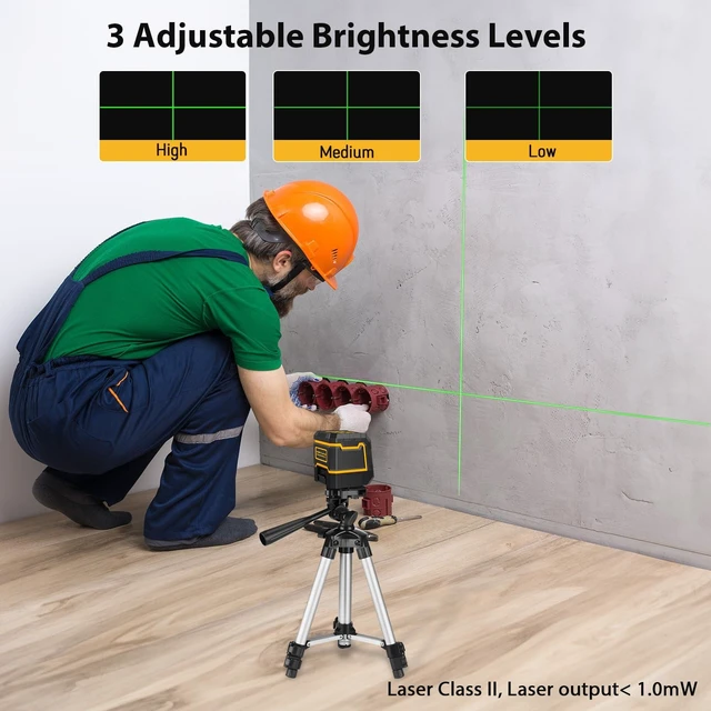 Alt view image 11 of 14 - Laser-Level-with-Tripod, Green Cross Line Laser with Tripod Self-Leveling, Lazer Leveler Tool for Picture Hanging Construction Floor Tile Wall Home Renovation, Indoor Project