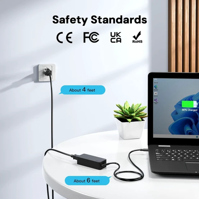 Alt view image 9 of 10 - Dongerdi 65W USB-C Charger Fit for Acemagic AX15 AX16, Nimo N151 N151S N152 N153 N154 15.6" N171 17.3" Laptop