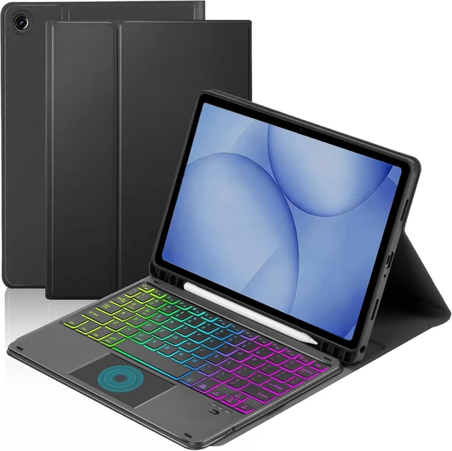 Alt view image 8 of 14 - Touchpad Keyboard Case for Samsung Galaxy Tab A11 Plus/A9 Plus 2025/2023 11 inch, 7-Color Backlight Type-C Charging Keyboard with Pencil Holder Cover Fit Tablet A11+/A9+ (Black)