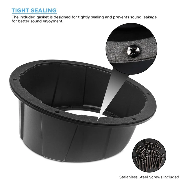 Alt view image 9 of 10 - RECOIL USP65B Pairs of 6.5-Inch Speaker Pods, Universal 6.5 Angled Speaker Boxes, Surface Mount with Gaskets, Black Enclosures Compatible with Marine, UTVs, Boats, RVs, Cars