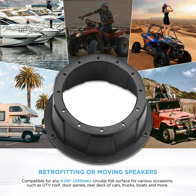 Alt view image 10 of 10 - RECOIL USP65B Pairs of 6.5-Inch Speaker Pods, Universal 6.5 Angled Speaker Boxes, Surface Mount with Gaskets, Black Enclosures Compatible with Marine, UTVs, Boats, RVs, Cars