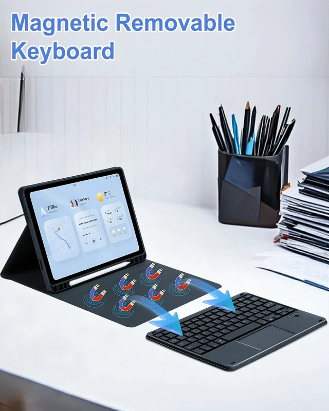 Alt view image 14 of 14 - Touchpad Keyboard Case for Samsung Galaxy Tab A11 Plus/A9 Plus 2025/2023 11 inch, 7-Color Backlight Type-C Charging Keyboard with Pencil Holder Cover Fit Tablet A11+/A9+ (Black)
