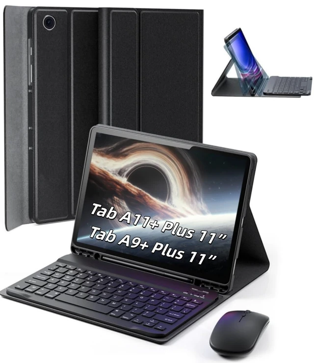 Alt view image 8 of 14 - Case Keyboard for Samsung Galaxy Tab A9+ / A11+ Plus 2023/2025 11 Inch - Mouse and Detachable Magnetic Keyboard, Slim Case with S Pen Holder, Auto Sleep/Wake (Black)