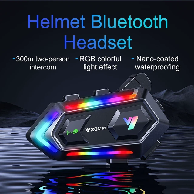 Alt view image 7 of 10 - BTQILEYOO Y20MAX Motorcycle Helmet Bluetooth Headset, Flash Color RGB Lighting Effect, Bluetooth 5.3 Headphone, Smart Noise Reduction, HiFi Level Sound Quality, IPX6, Compatible with All Helmets