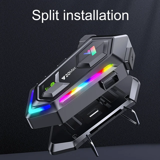 Alt view image 8 of 10 - BTQILEYOO Y20MAX Motorcycle Helmet Bluetooth Headset, Flash Color RGB Lighting Effect, Bluetooth 5.3 Headphone, Smart Noise Reduction, HiFi Level Sound Quality, IPX6, Compatible with All Helmets