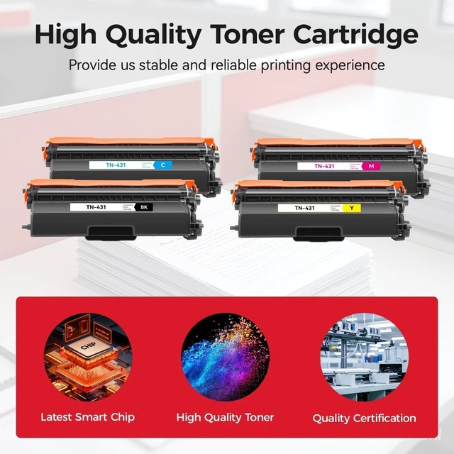 Alt view image 9 of 10 - TN431 Toner Cartridge Set 4-Pack Printer Replacement Compatible for Brother TN-431 TN433 TN436 MFC-L8900CDW MFC-L8690CDW HL-L8360CDW HL-L8260CDW MFC-L8610CDW MFC-L8905CDW MFC-L9570CDW HL-L8360CDWT Ink